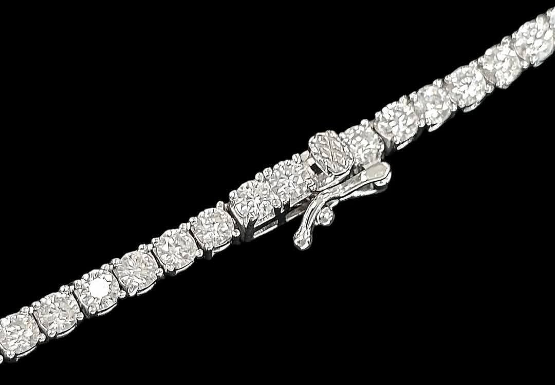 925 Sterling Silver 10CT. 16" Moissanite Tennis Necklace