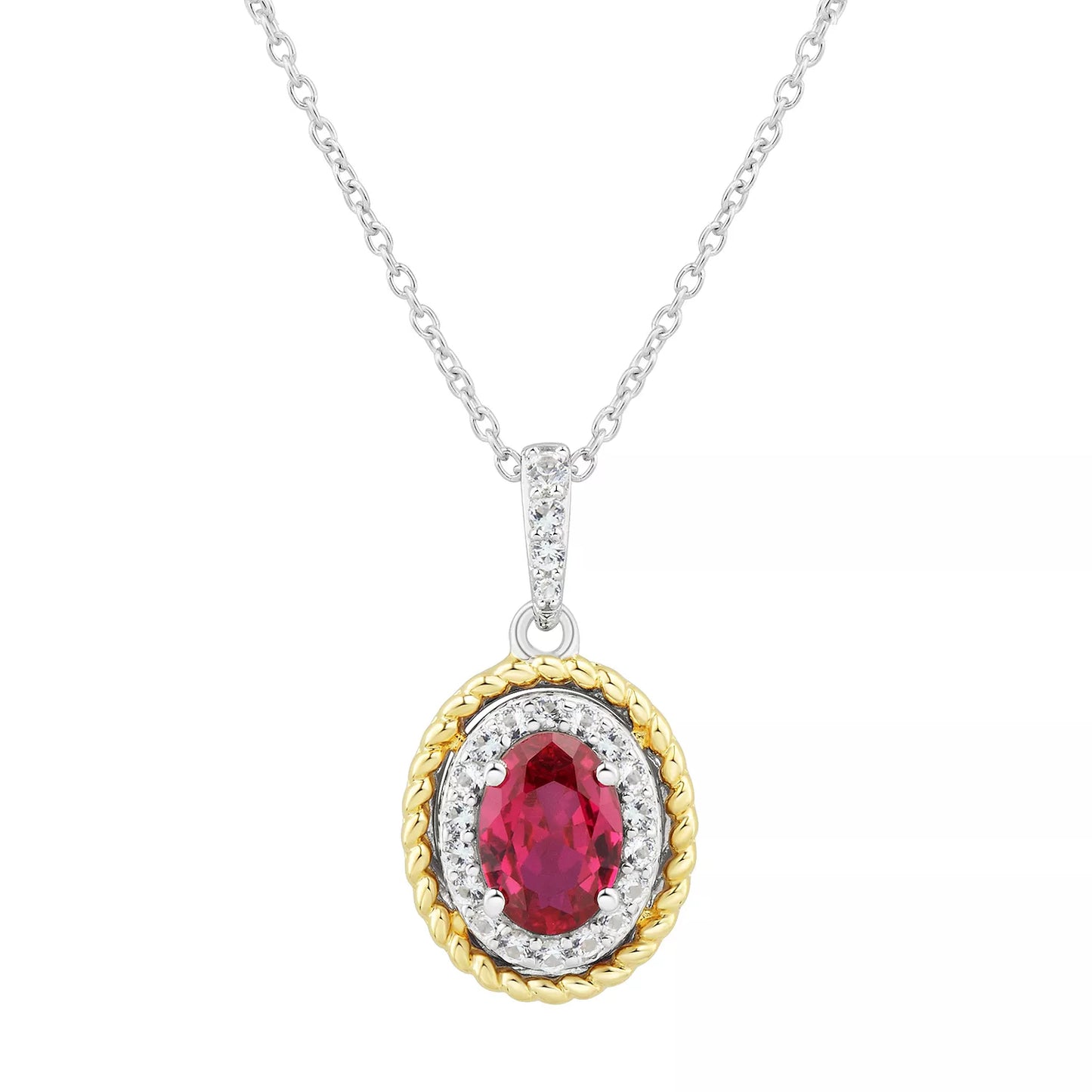 925 Sterling Silver Created White Sapphire & Created Ruby 3-Piece Braided Gold Accent Set